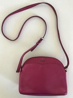 Kate Spade Payton Dome Crossbody Bag Magenta Saffiano Leather